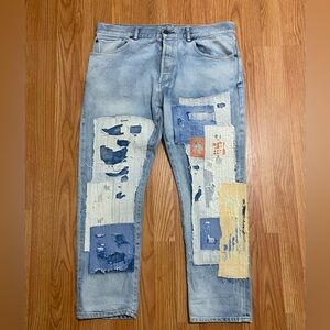 John Elliot-The Kane 2 Distressed Patch Straight Leg Jeans